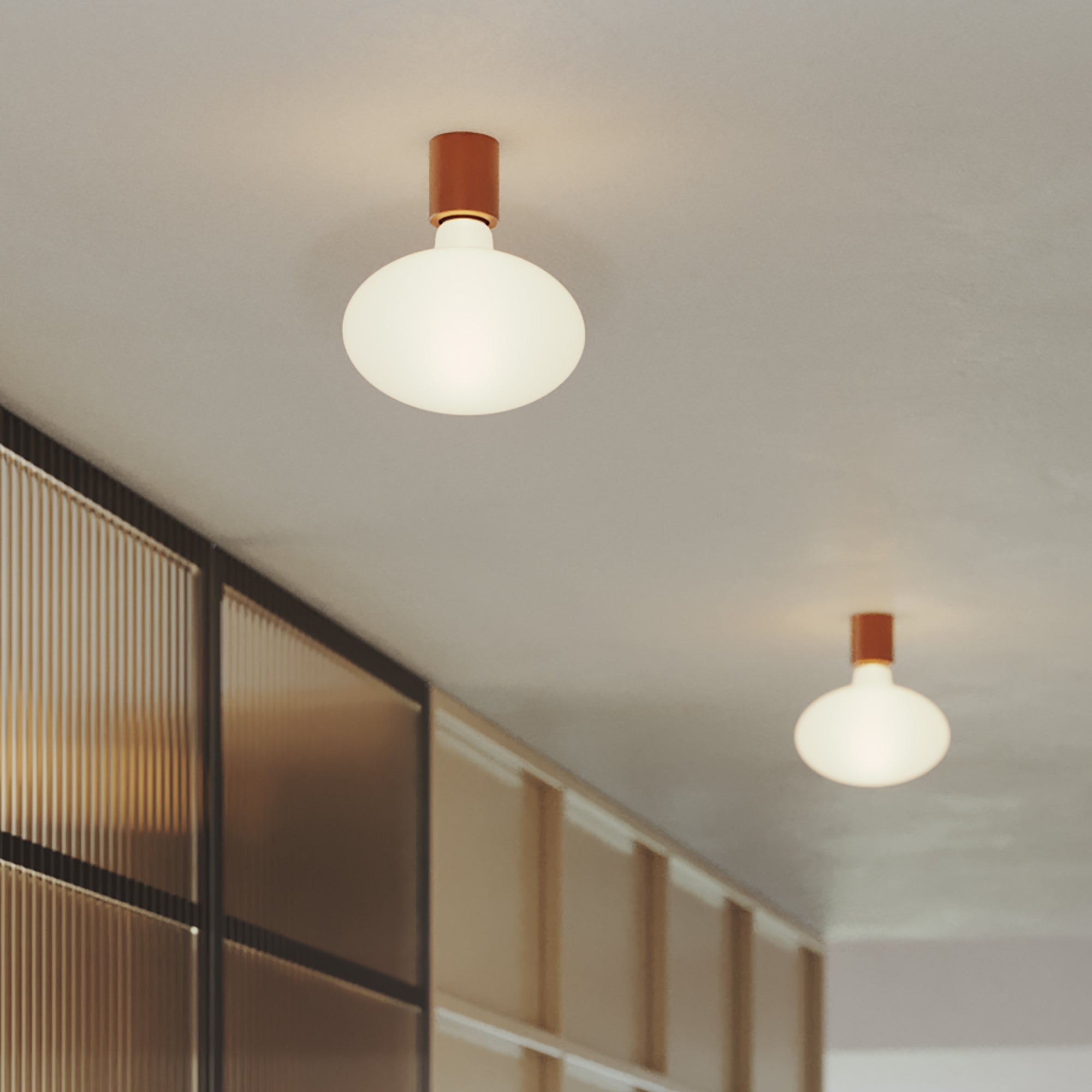 Applique in metallo con lampadina LED Ellipse effetto porcellana - Rame satinato