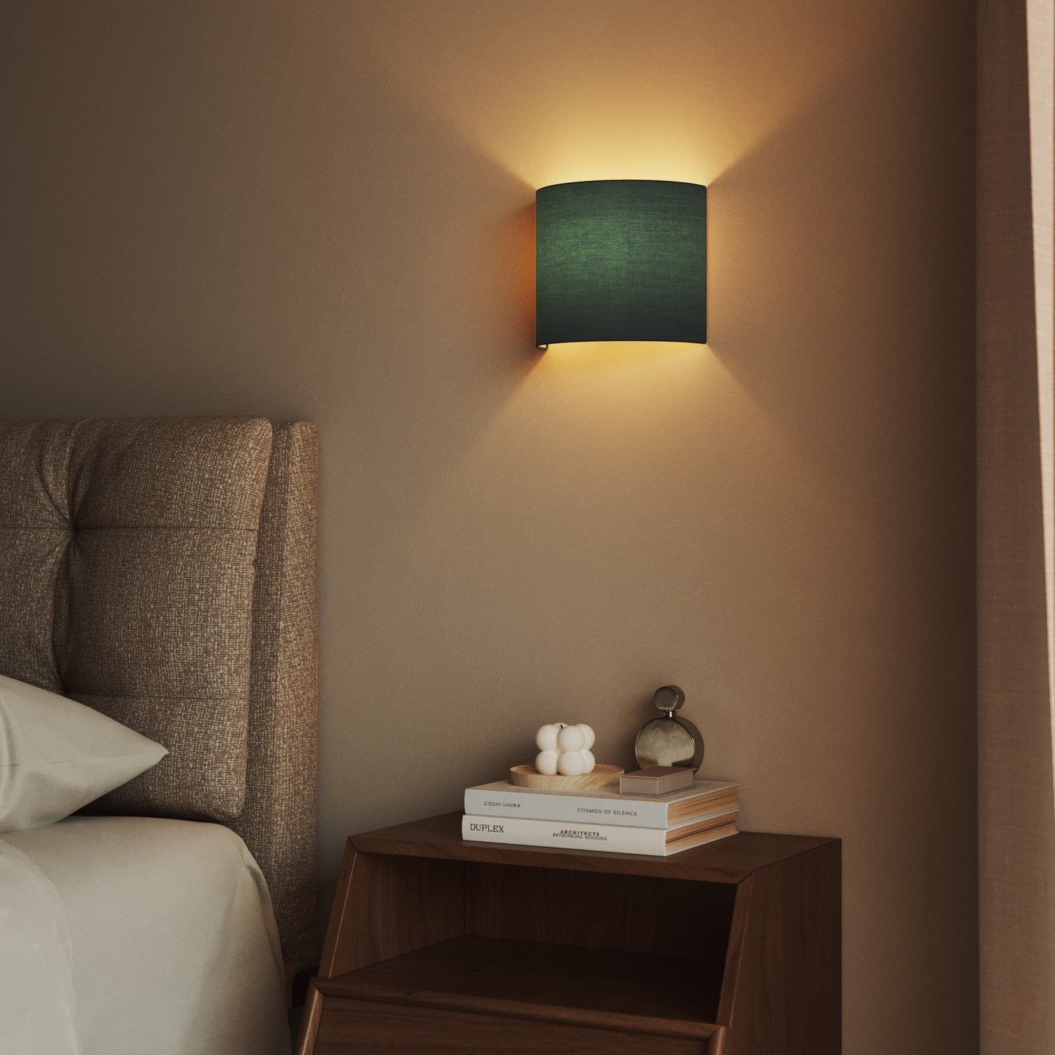 Applique Ventola con paralume in tessuto Teletta azzurro severo - Made in Italy