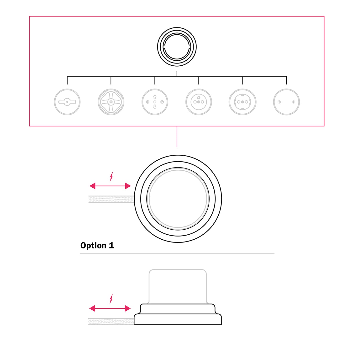 Base in porcellana per presa elettrica e per interruttore/deviatore - Nero