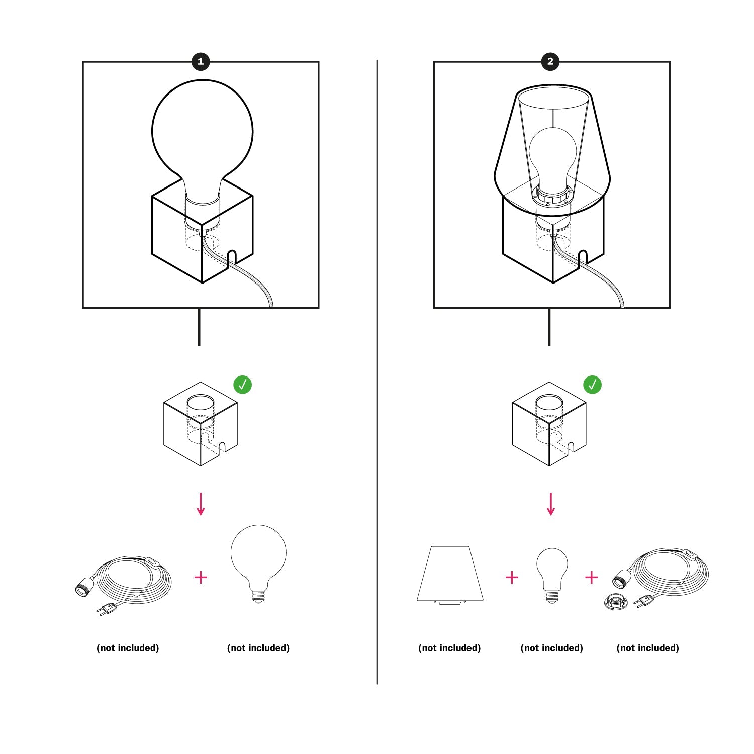 Base lampada in legno - Cubo