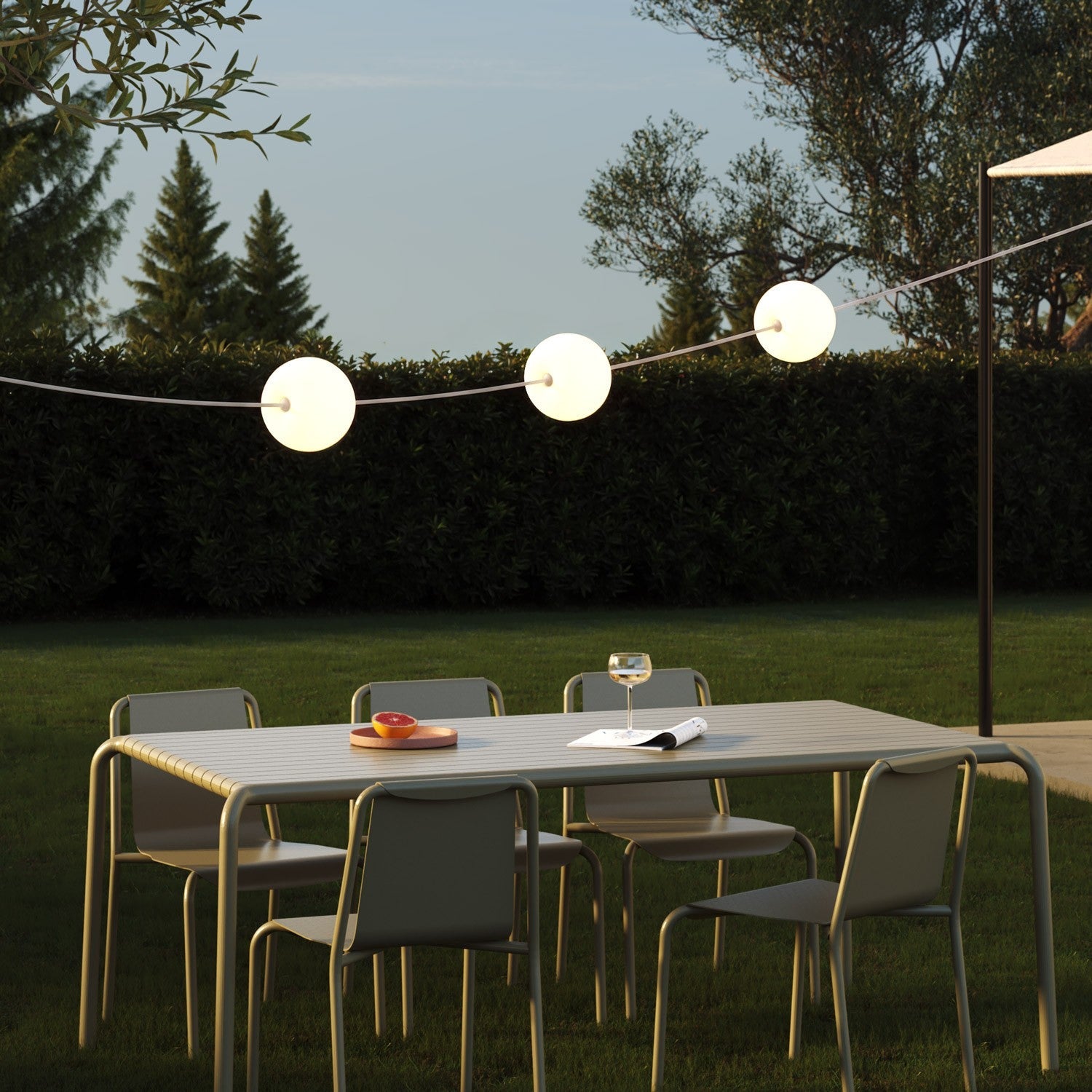 Catena luminosa 3 punti luce da esterno IP67 Bianco Sabbia - Marina3 Cherry