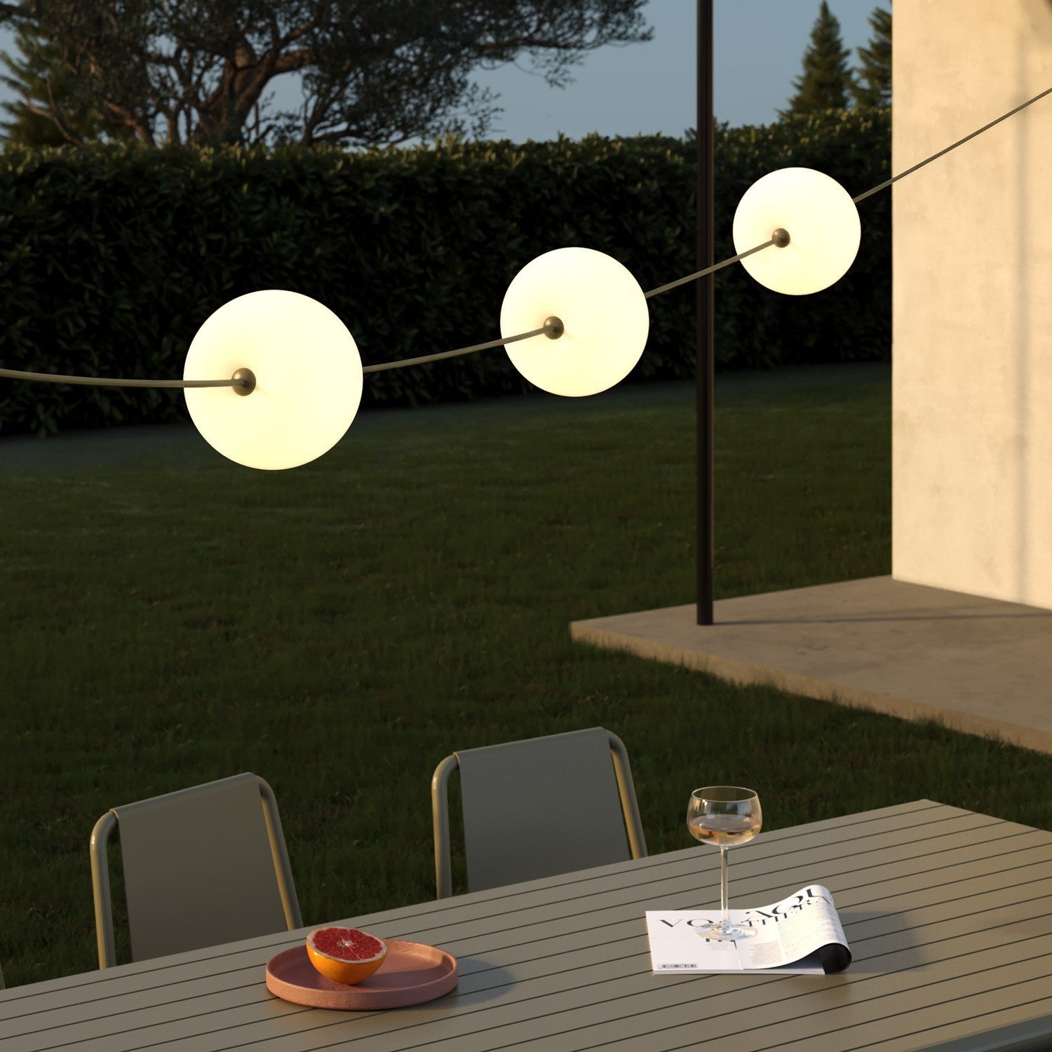 Catena luminosa 3 punti luce da esterno IP67 Verde Oliva - Marina3 Cherry