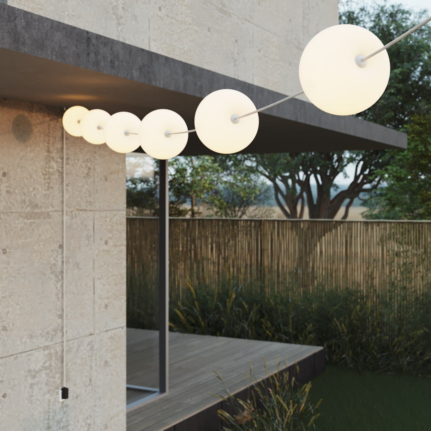 Catena luminosa 6 punti luce da esterno IP67 Bianco Sabbia - Marina6 Cherry