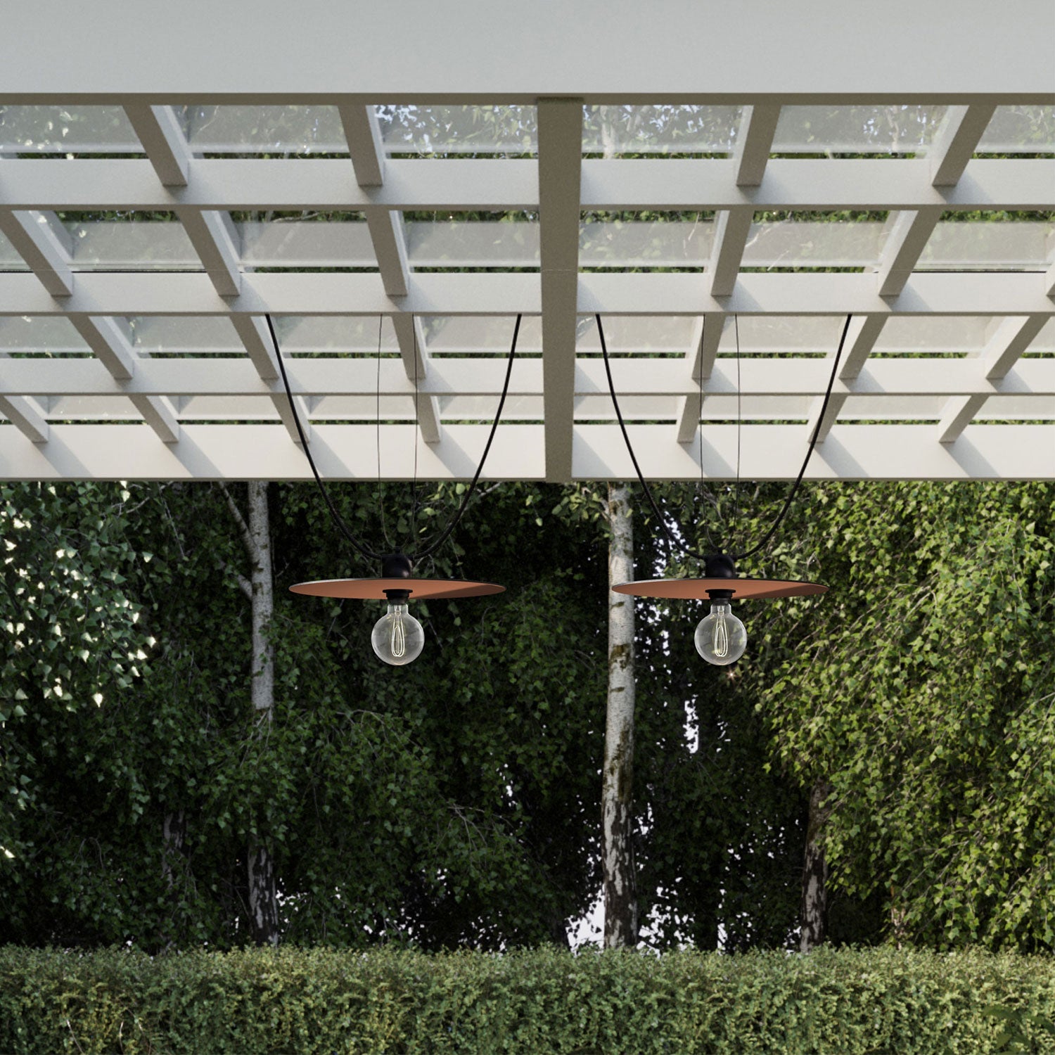 Catenaria Modulair da esterno IP65 portatile con 2 paralumi - Rame e Bronzo