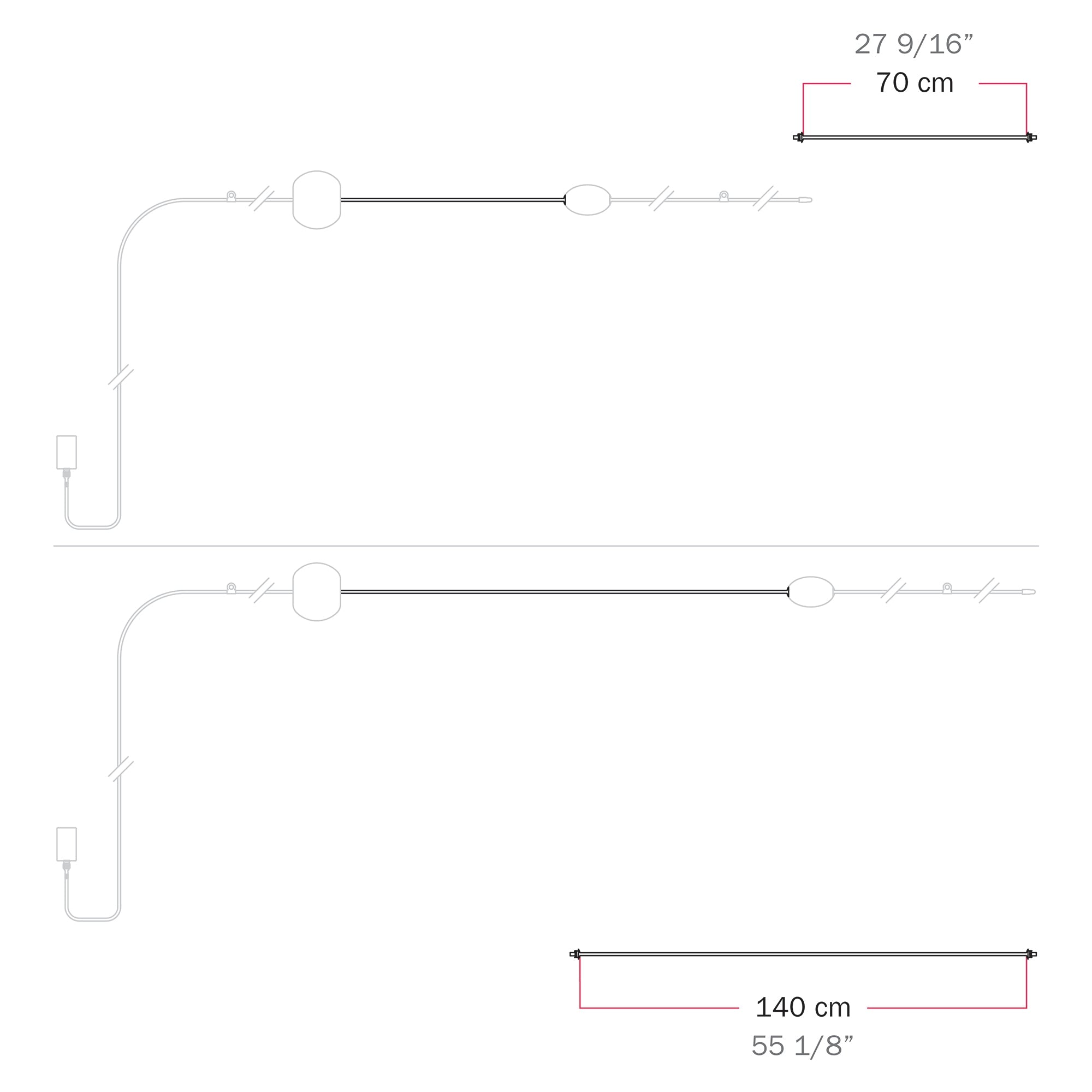 Cavo di connessione tra paralumi 70/140 cm (27 9/16" / 55 1/8") - Marina - Verde oliva 70 cm (27 9 16")