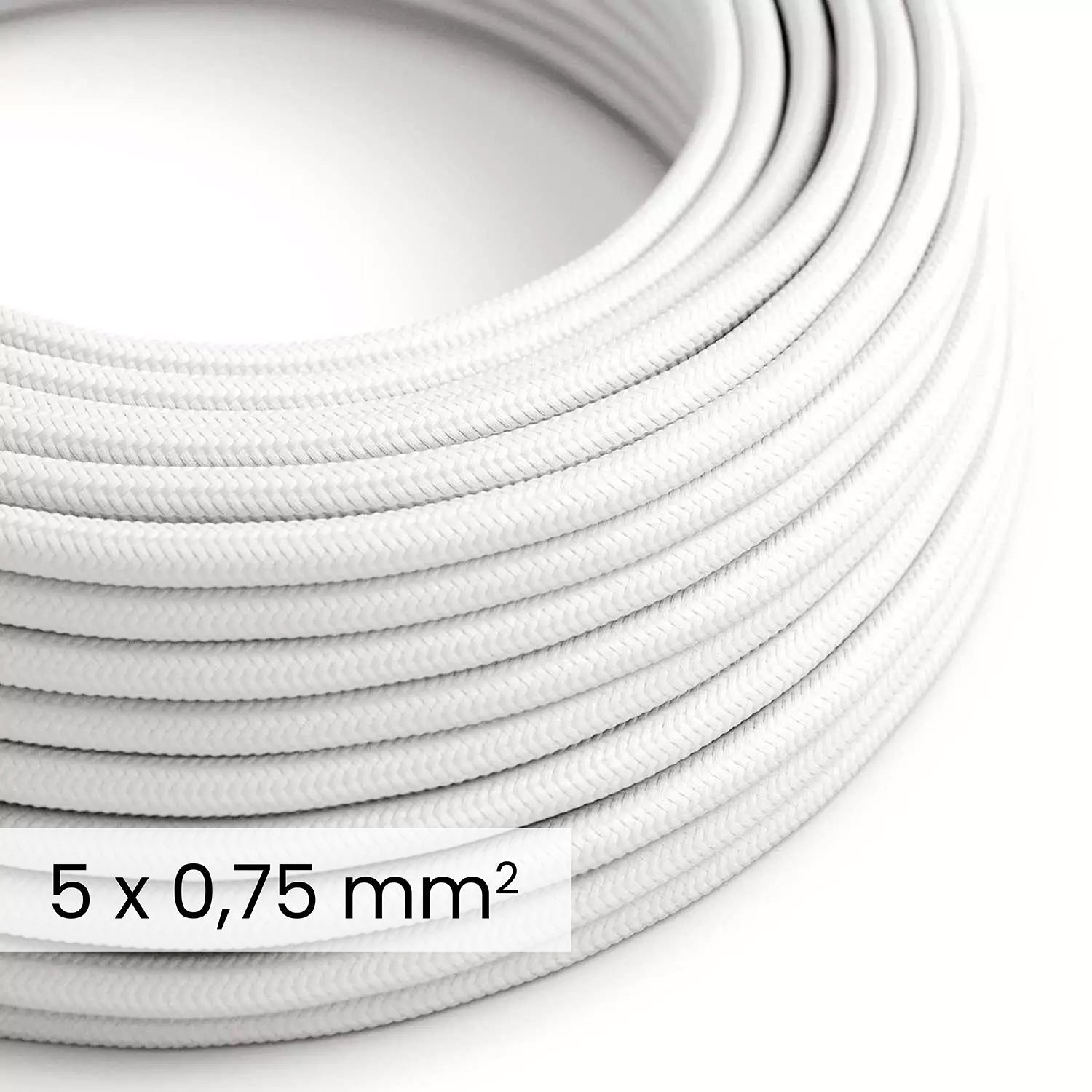 Cavo elettrico tessile DALI 5x0.75 mm² bianco ottico - Filo rivestito in tessuto per lampade e impianti RM01 - Creative Cables