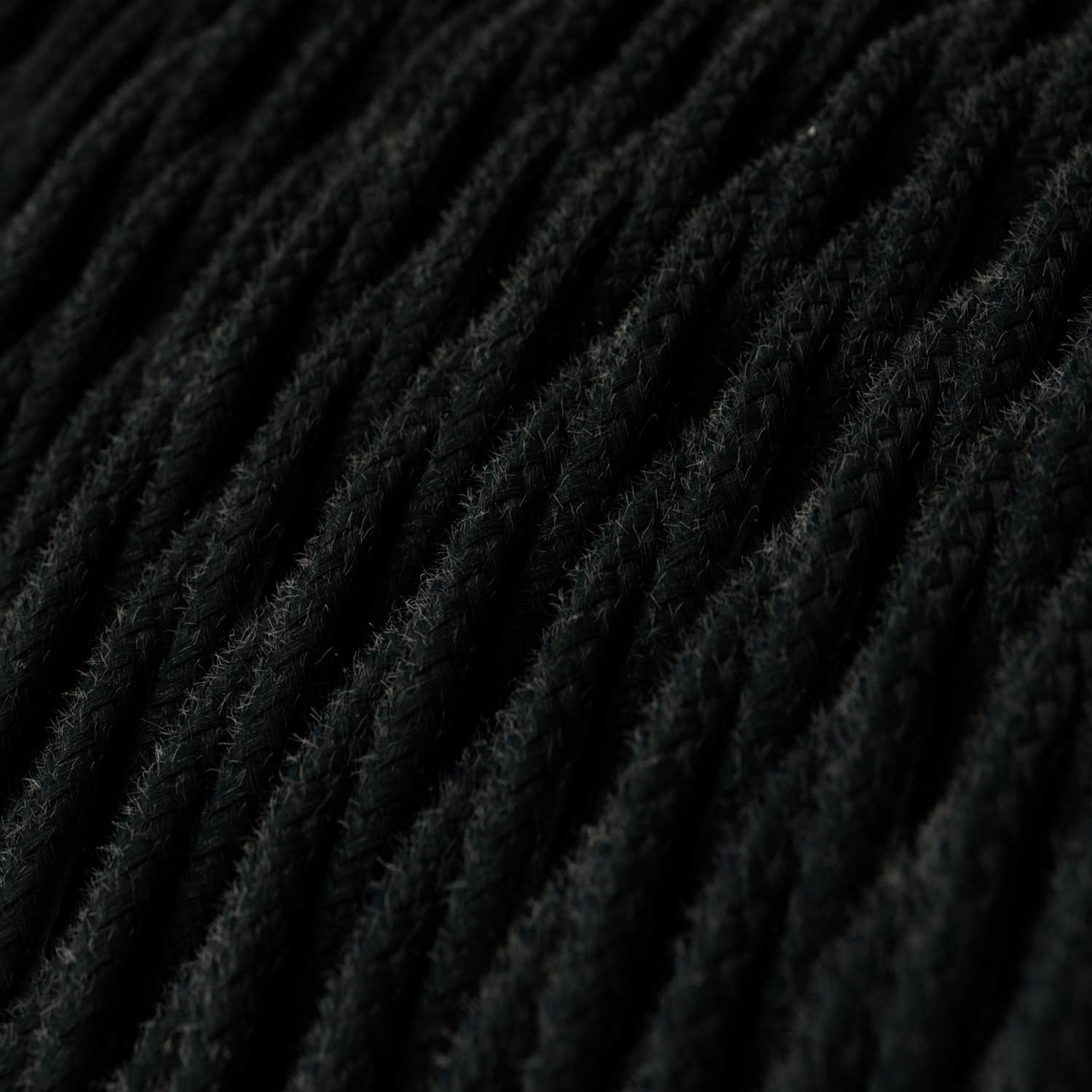 Cavo tessile Nero Carbone in cotone - L'Originale Creative-Cables - TC04 trecciato 2x0,75mm / 3x0,75mm