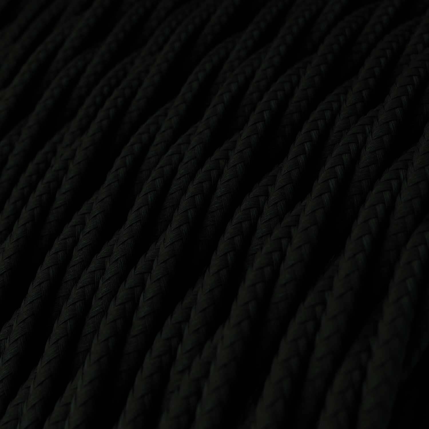 Cavo tessile Nero Carbone lucido - L'Originale Creative-Cables - TM04 trecciato 2x0,75mm / 3x0,75mm