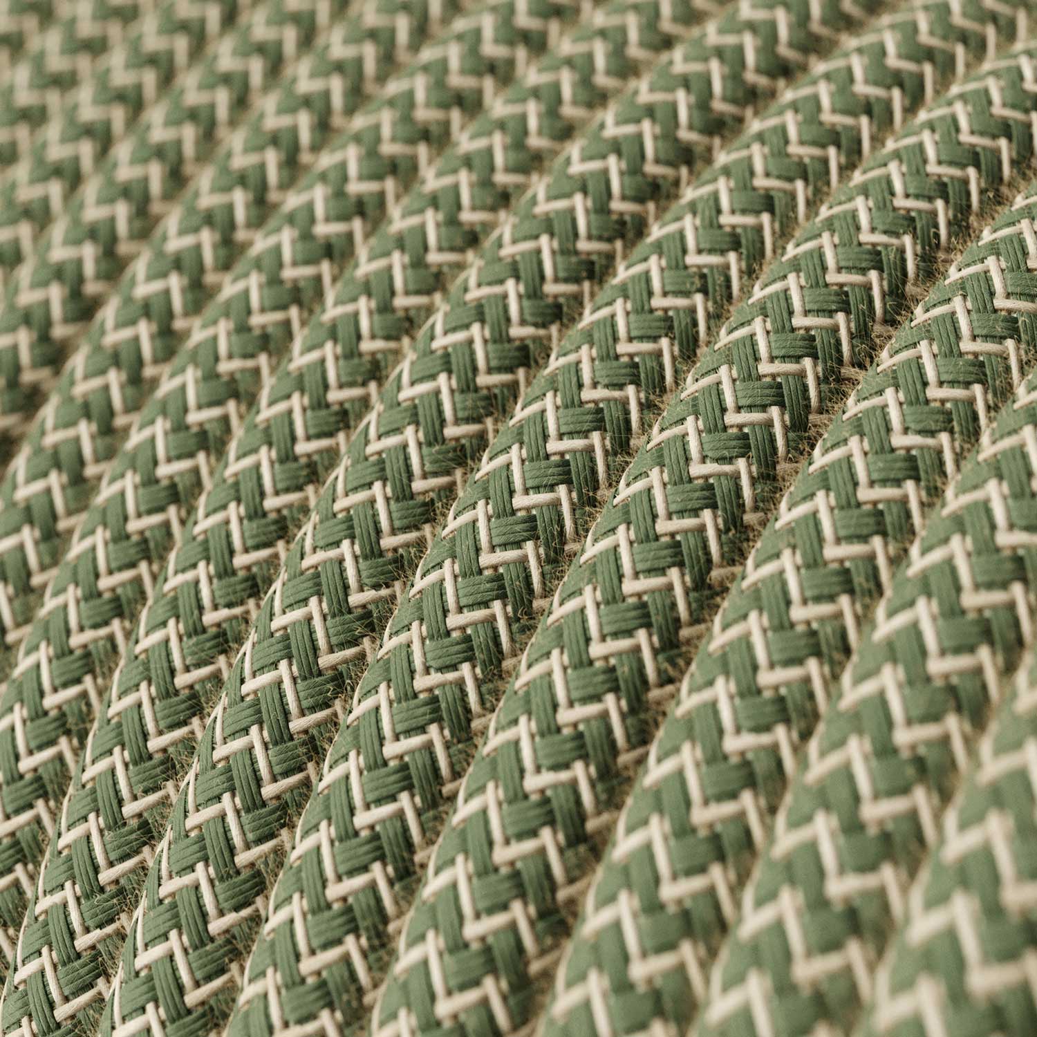 Cavo tessile Verde Timo e Beige ZigZag - L'Originale Creative - Cables - RD72 rotondo 2x0,75mm / 3x0,75mm - Creative Cables