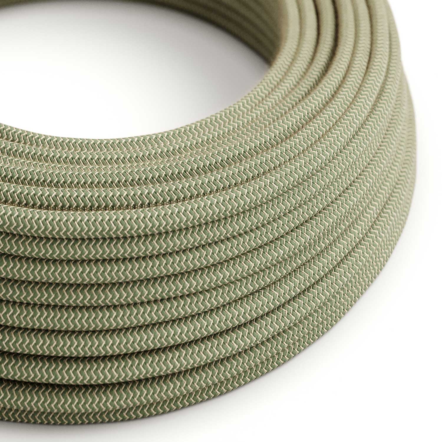 Cavo tessile Verde Timo e Beige ZigZag - L'Originale Creative - Cables - RD72 rotondo 2x0,75mm / 3x0,75mm - Creative Cables