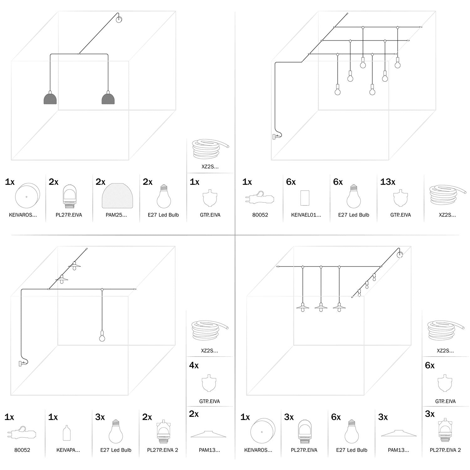 Eiva - 2 - Portalampada per esterno a doppia uscita IP65 attacco E27 per sistema Modulair - Bianco - Creative Cables