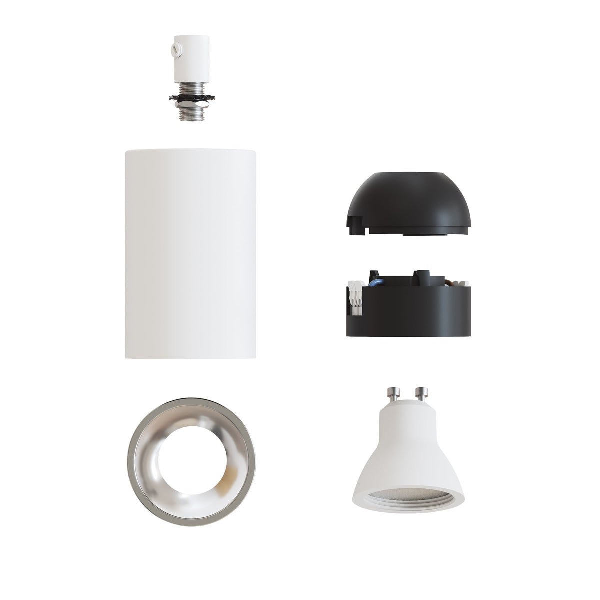 Faretto GU10 Spotlight LED Bispot - Bianco opaco / Cromo - Creative Cables