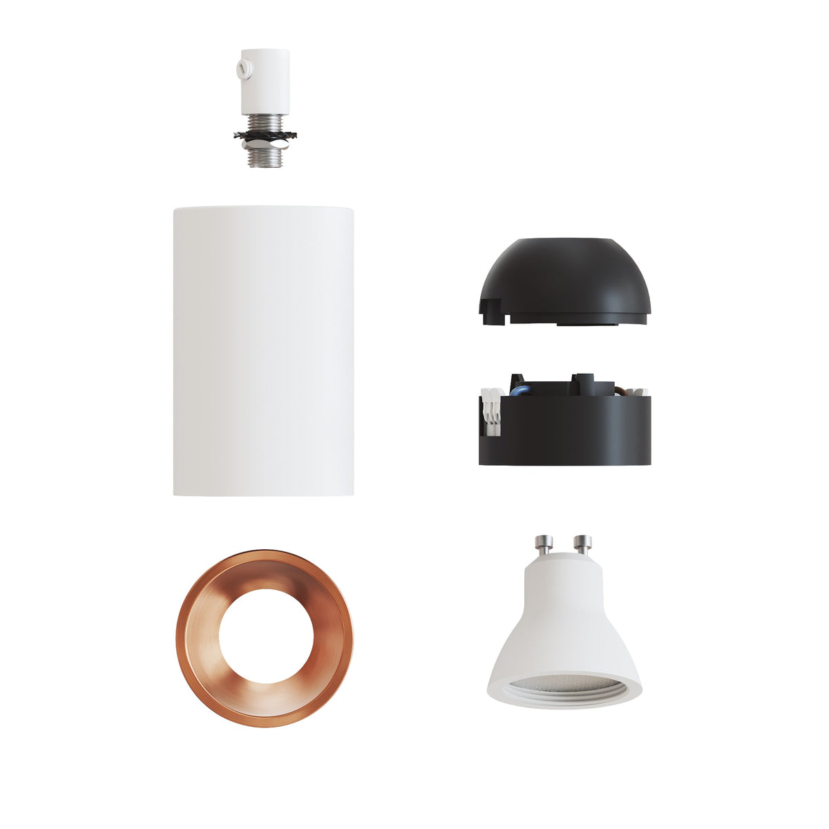 Faretto GU10 Spotlight LED Bispot - Bianco opaco / Rame satinato - Creative Cables