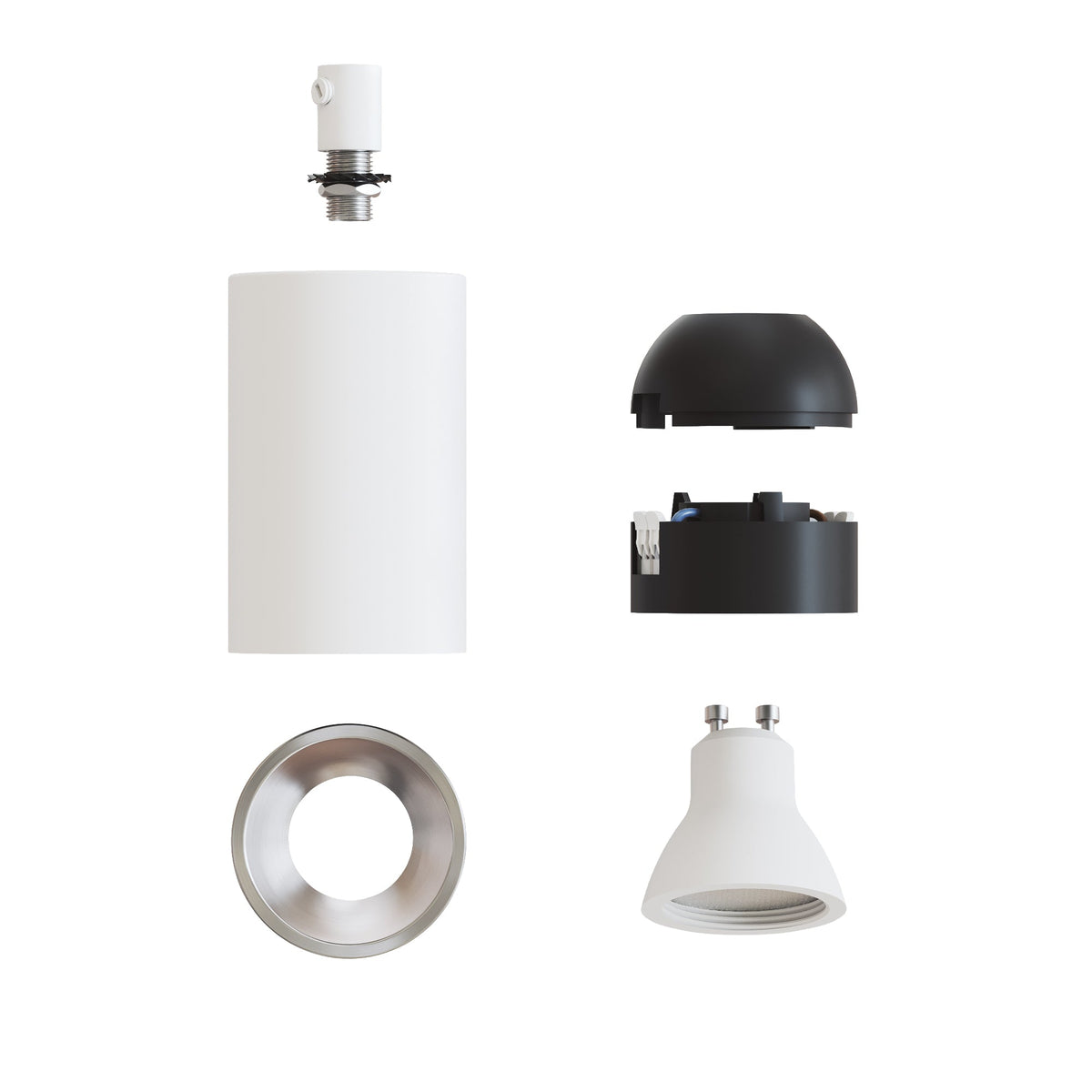 Faretto GU10 Spotlight LED Bispot - Bianco opaco / Titanio satinato - Creative Cables