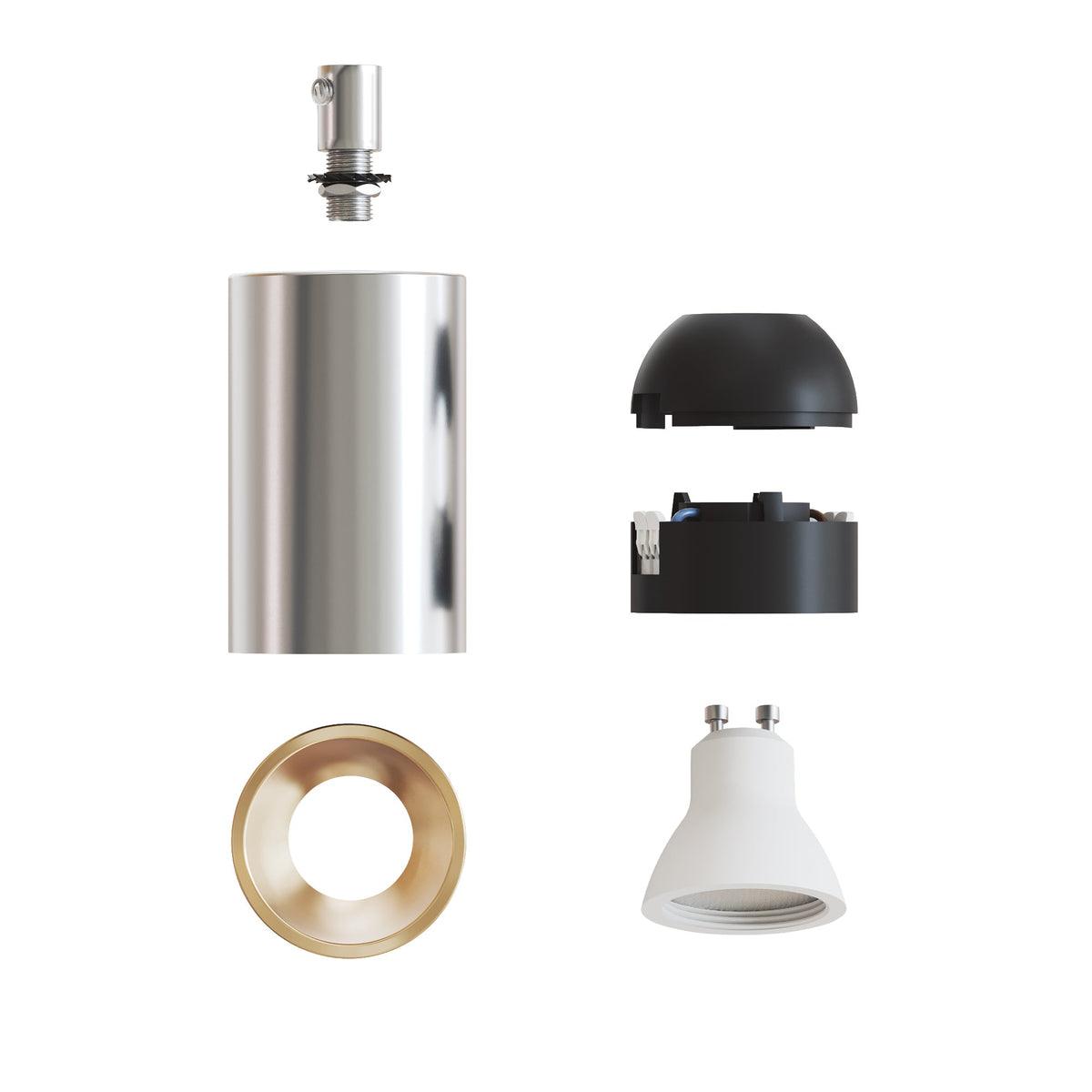 Faretto GU10 Spotlight LED Bispot - Cromo / Bronzo satinato - Creative Cables