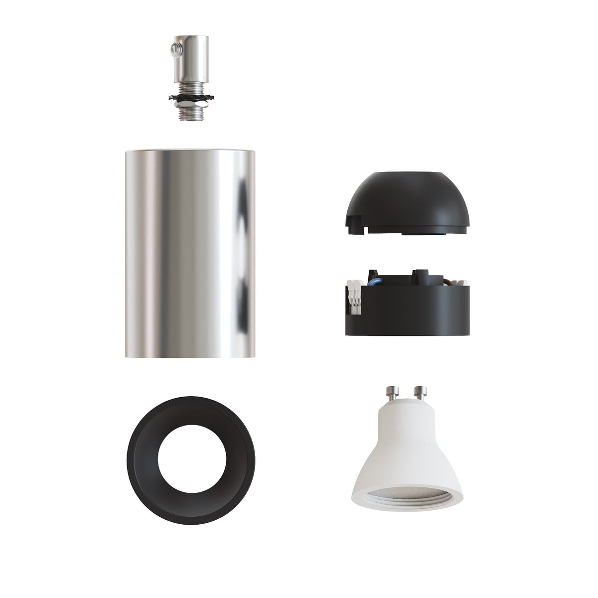 Faretto GU10 Spotlight LED Bispot - Cromo / Nero - Creative Cables