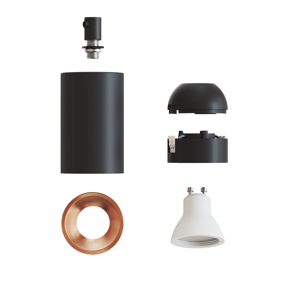 Faretto GU10 Spotlight LED Bispot - Nero / Rame satinato - Creative Cables