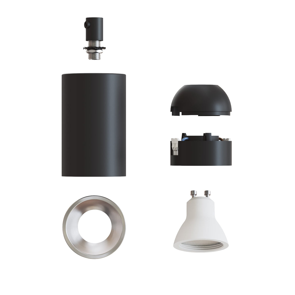 Faretto GU10 Spotlight LED Bispot - Nero / Titanio satinato - Creative Cables