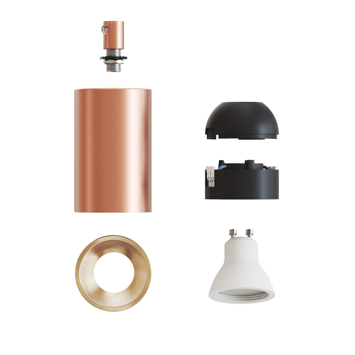 Faretto GU10 Spotlight LED Bispot - Rame satinato / Bronzo satinato - Creative Cables