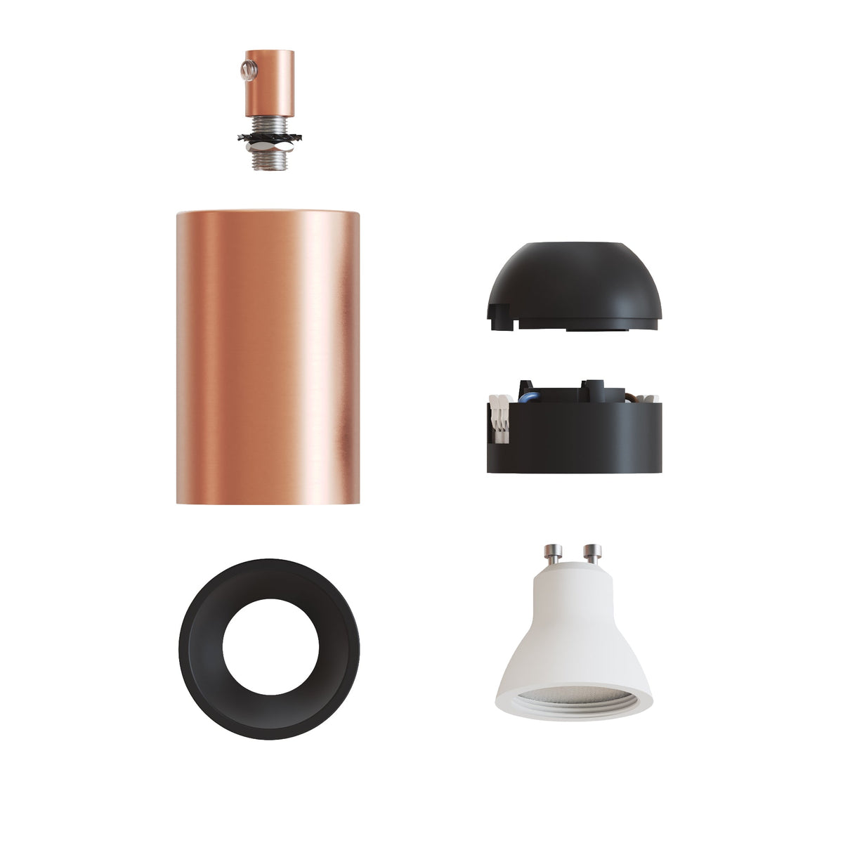 Faretto GU10 Spotlight LED Bispot - Rame satinato / Nero - Creative Cables