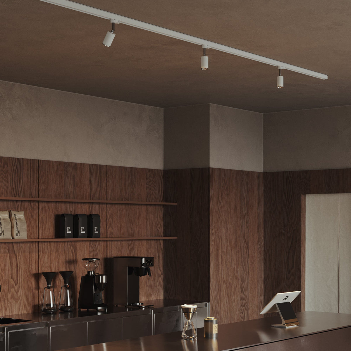 Faretto orientabile Bispot per sistema a binario - Bianco opaco / Cromo - Creative Cables