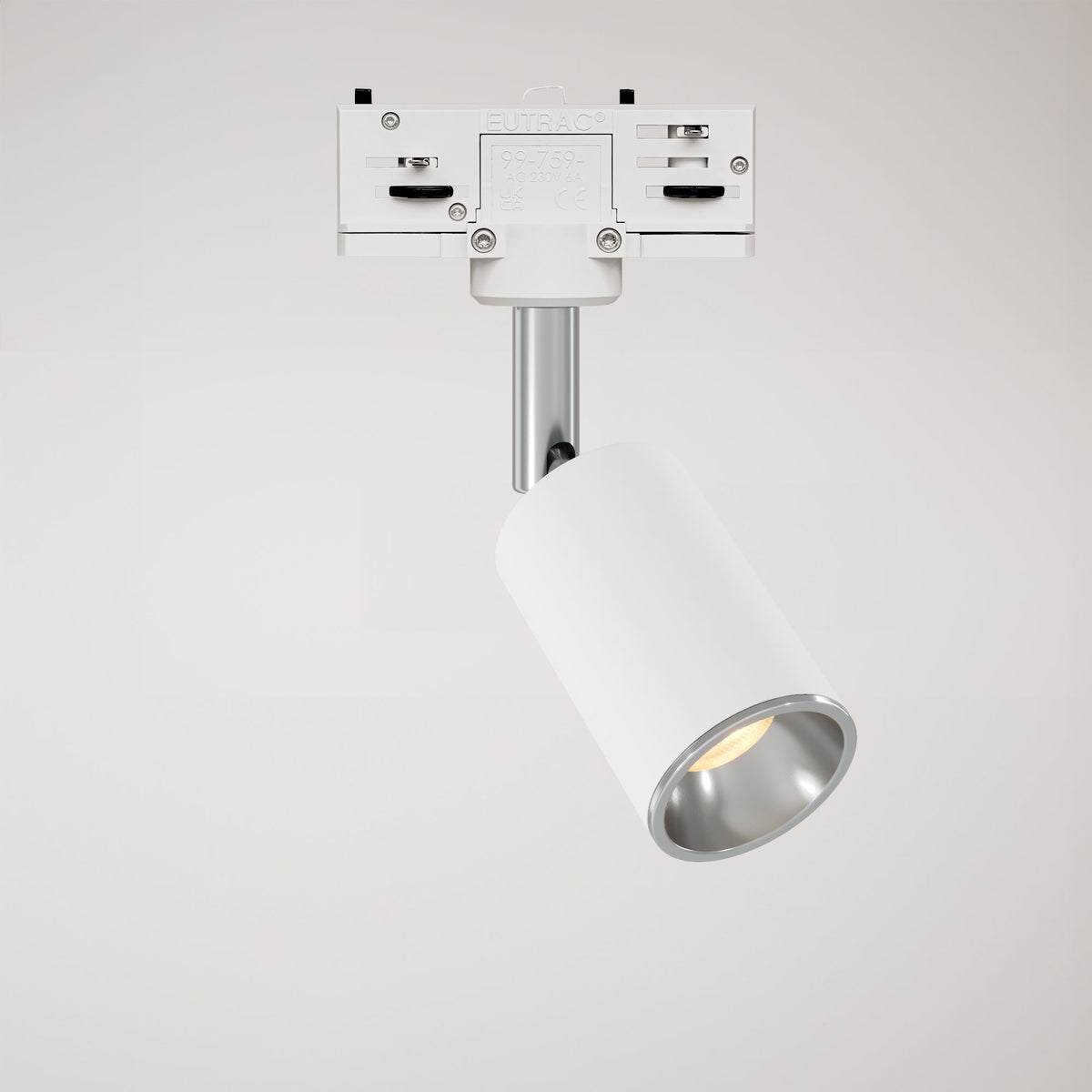 Faretto orientabile Bispot per sistema a binario - Bianco opaco / Cromo - Creative Cables