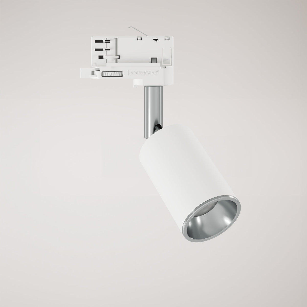 Faretto orientabile Bispot per sistema a binario - Bianco opaco / Cromo - Creative Cables