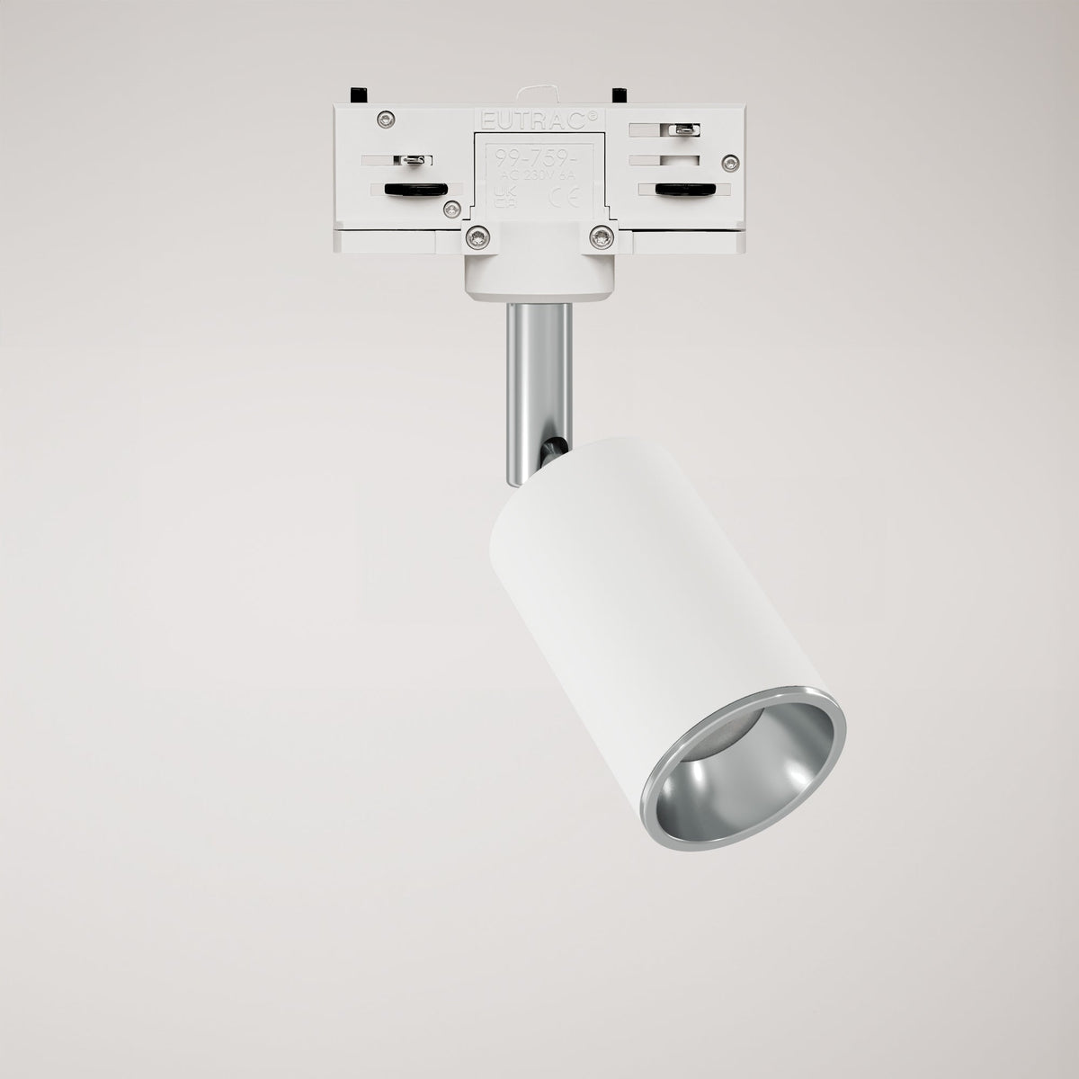 Faretto orientabile Bispot per sistema a binario - Bianco opaco / Cromo - Creative Cables