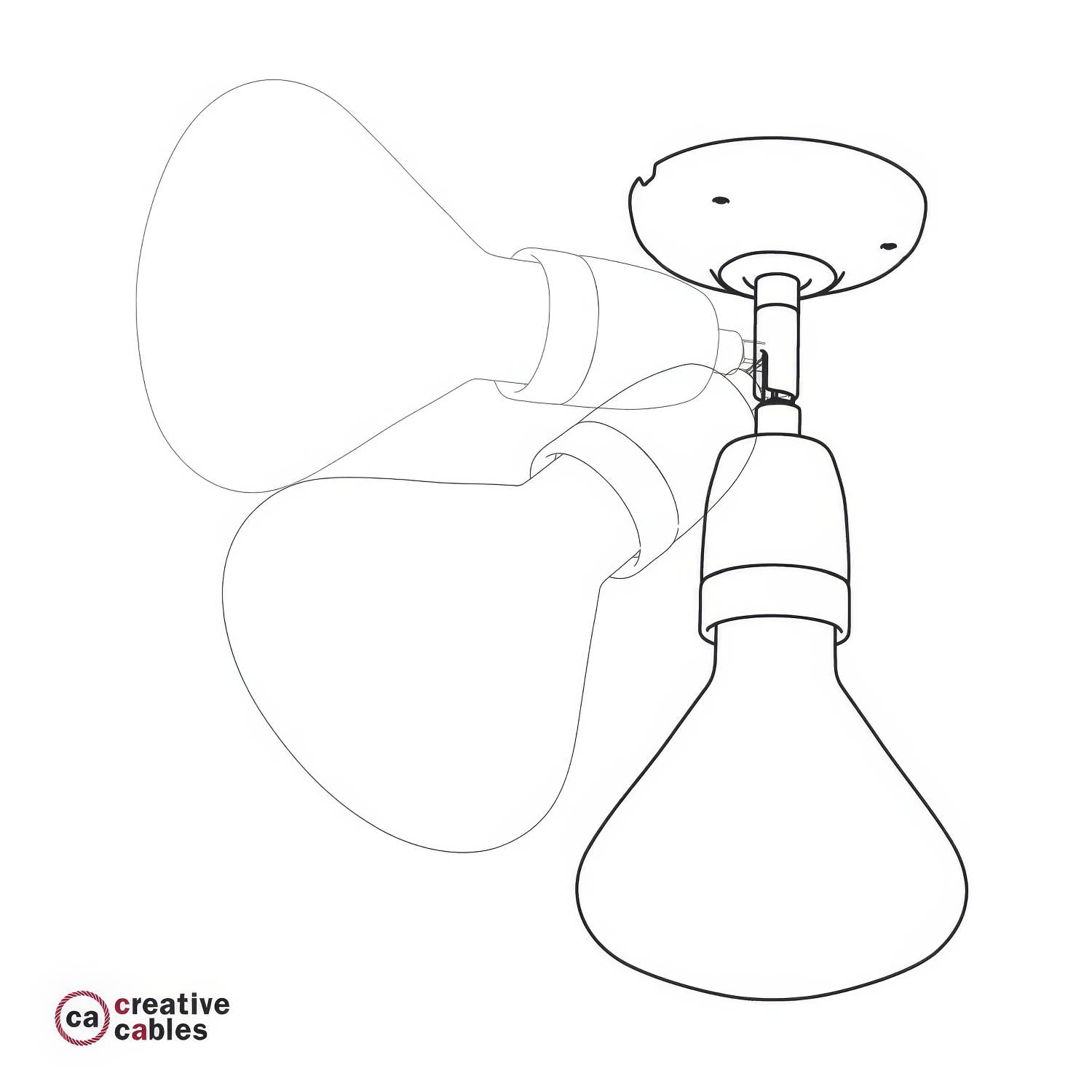 Fermaluce 90° con paralume Swing, lampada orientabile da parete o soffitto in porcellana - Rame