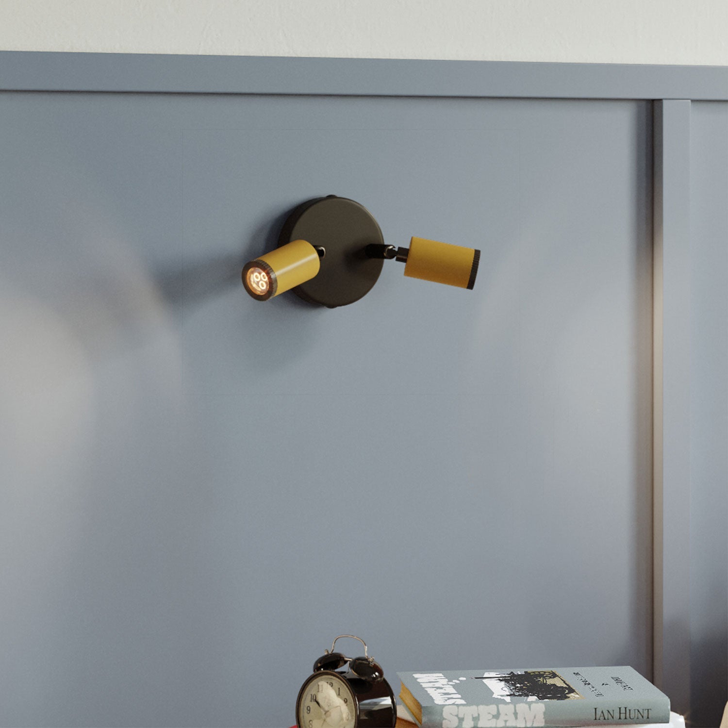 Fermaluce con 2 faretti orientabili Mini Spotlight GU1d0 - Mostarda