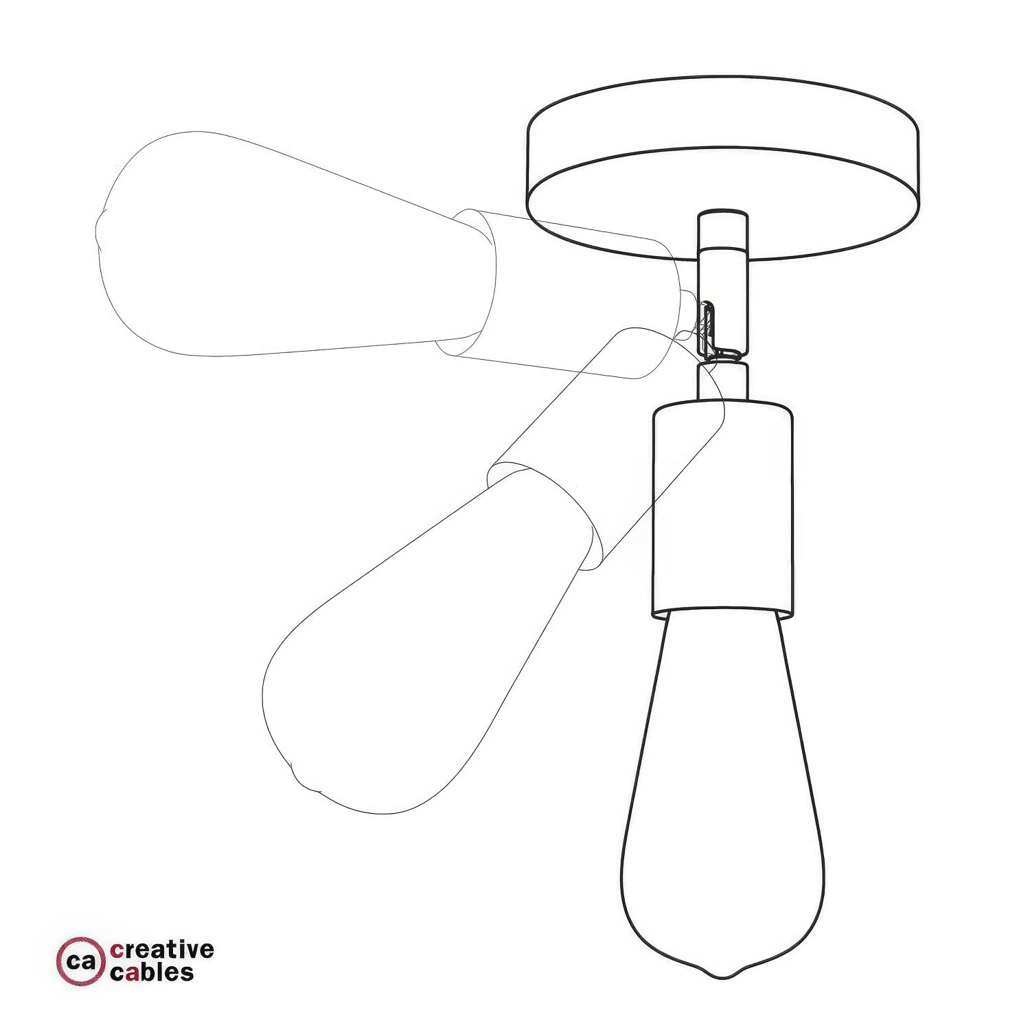Fermaluce Metallo 90°, punto luce orientabile da parete o soffitto - Cromo