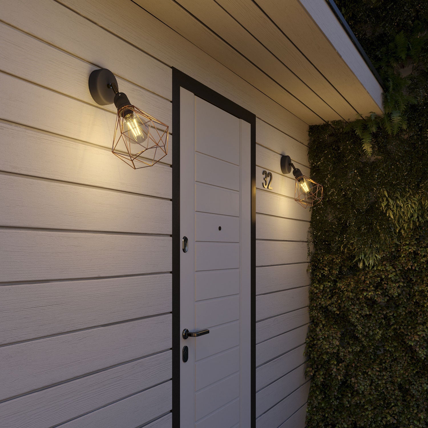 Fermaluce Modulair con snodo orientabile, paralume Diamond e portalampada IP65 waterproof - Rame