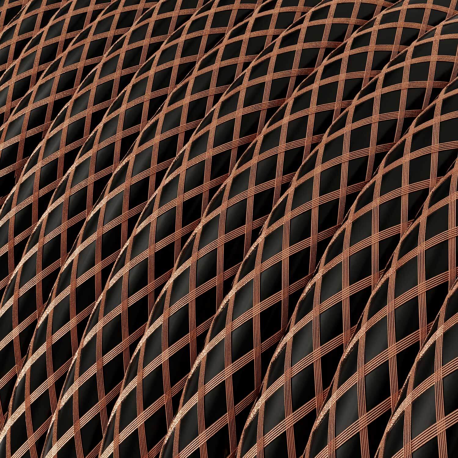 Filo elettrico in tessuto Nero con maglia in Rame - L'Originale Creative Cables, adatto per impianti a vista di design - RR02