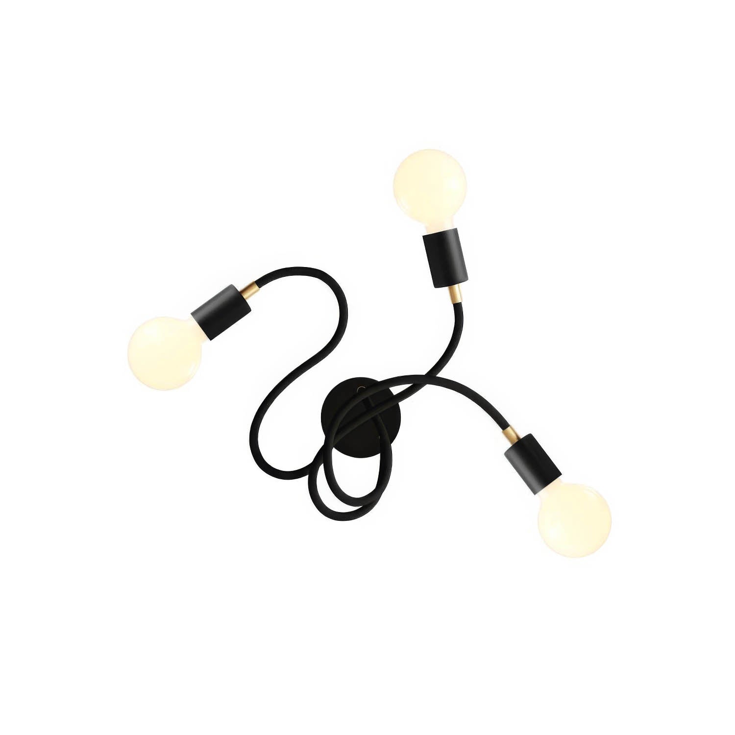 Flex 60 lampada da parete o soffitto snodabile a luce diffusa con lampadina LED G95 - Nero - Creative Cables