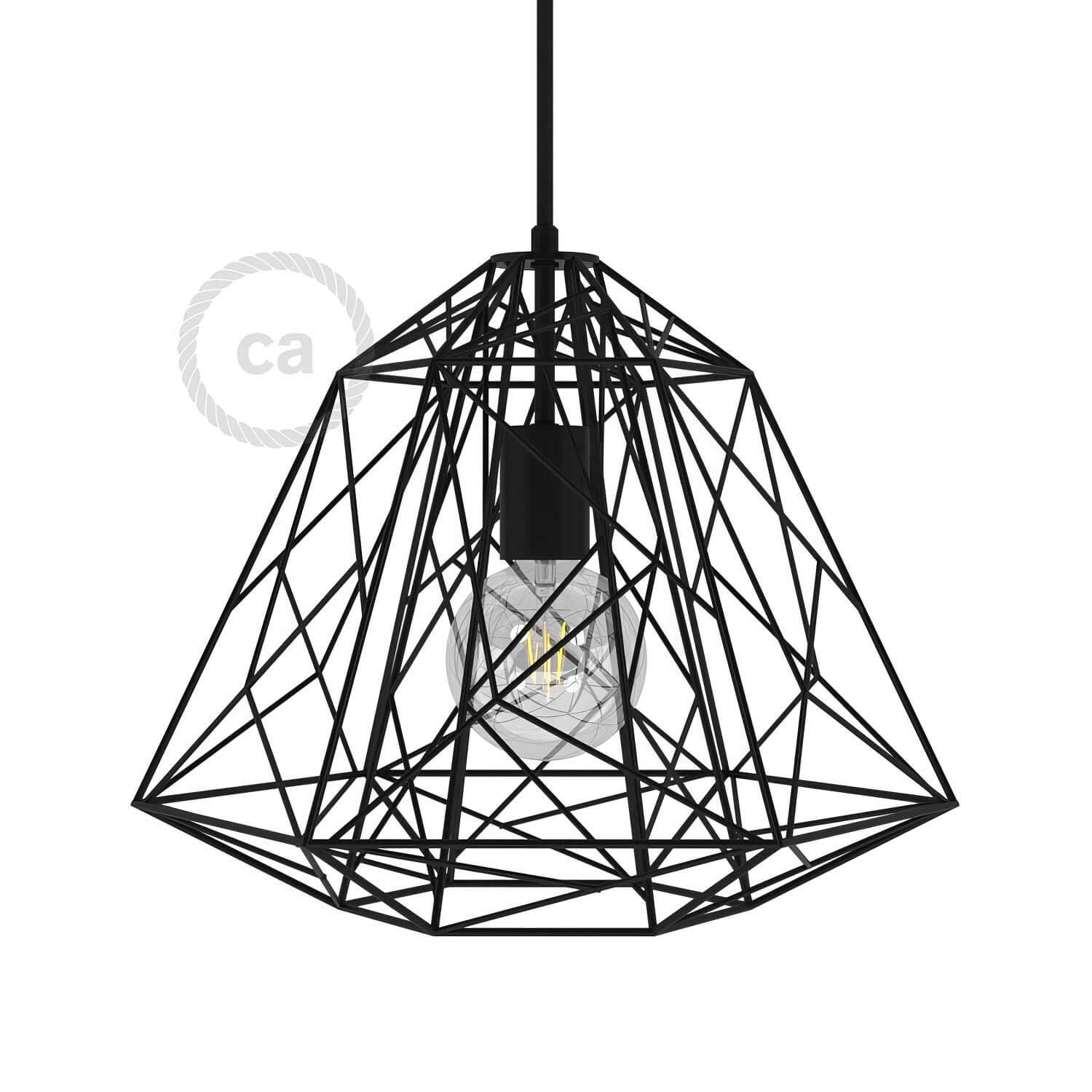 Gabbia XL paralume Apollo in metallo con portalampada E27 - Nero - Creative Cables