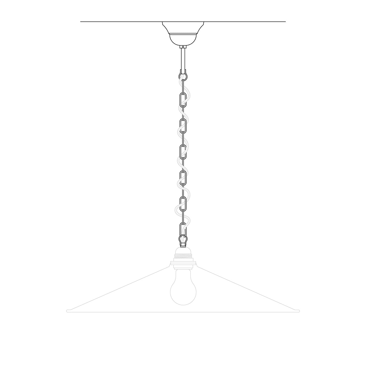 Kit completo sospensione vintage: Rosone in ferro e Catena Genovese - 50 cm