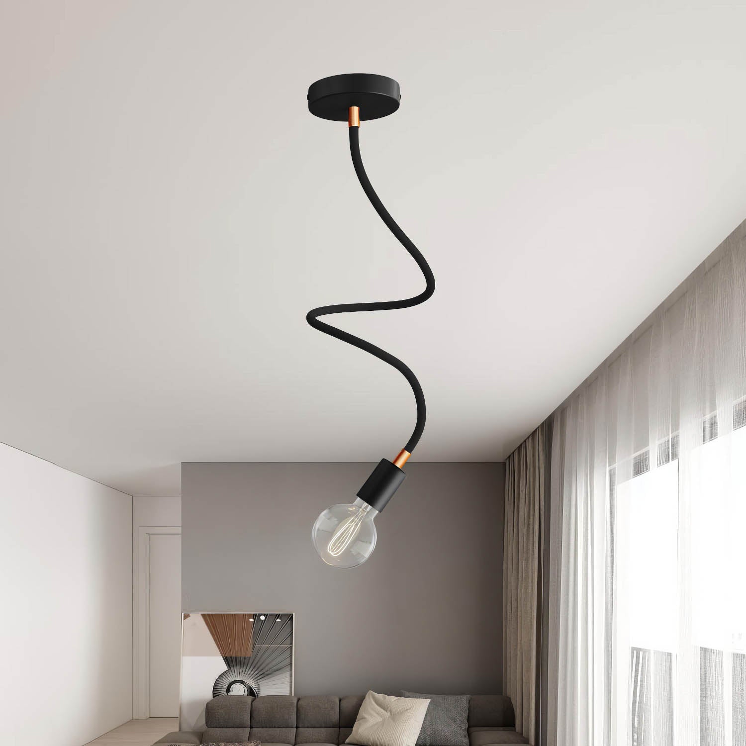 Kit Creative Flex tubo flessibile di estensione rivestito in tessuto RM04 Nero con terminali metallici - Creative Cables