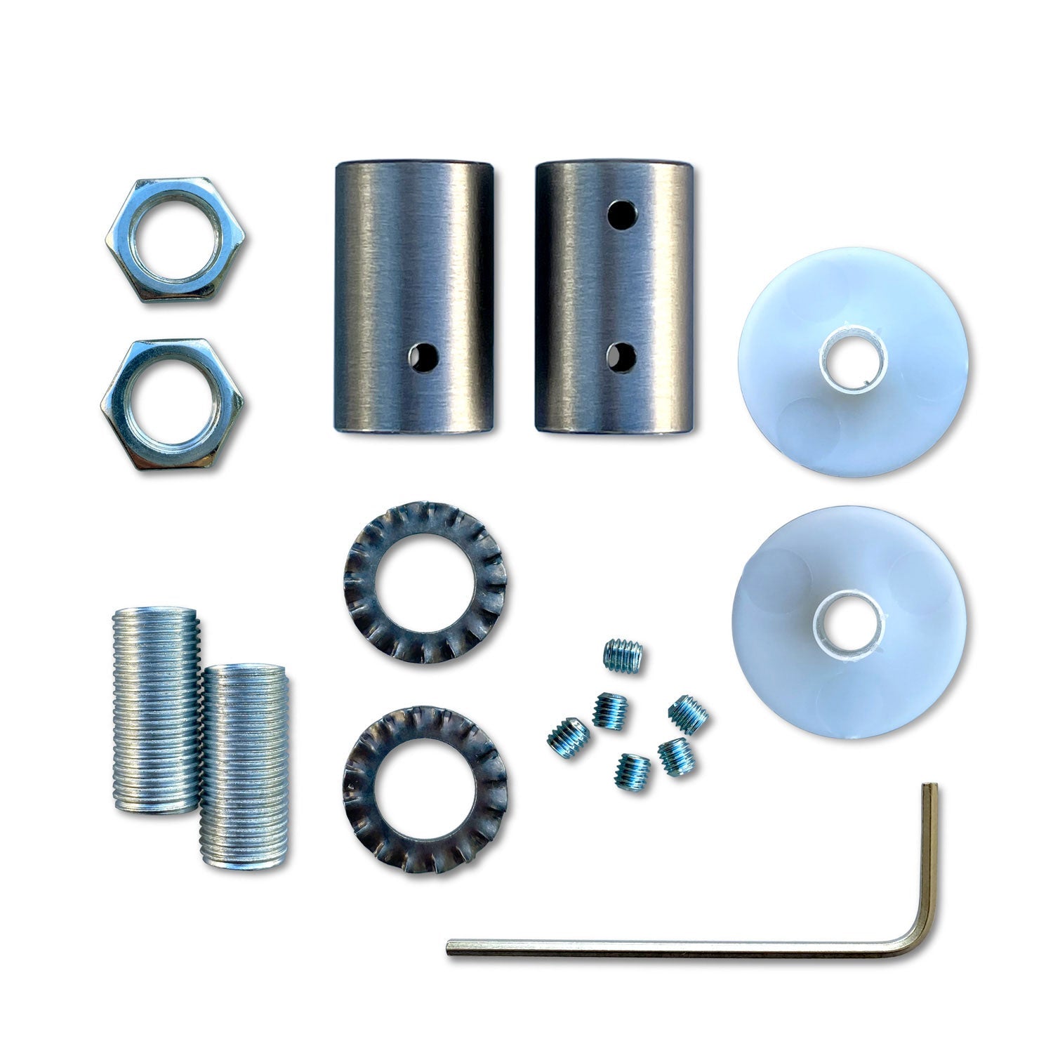 Kit Creative Flex tubo flessibile di estensione rivestito in tessuto RM72 Mèlange chiaro con terminali metallici Titanio satinato 30 cm