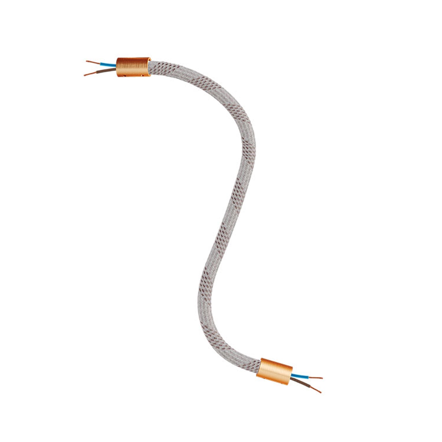Kit Creative Flex tubo flessibile di estensione rivestito in tessuto RM72 Mèlange chiaro con terminali metallici Rame satinato 30 cm