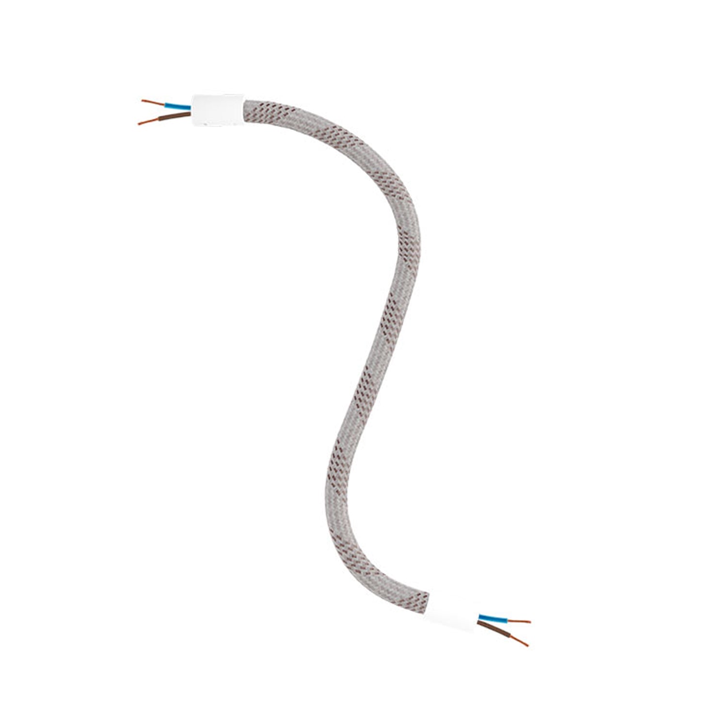 Kit Creative Flex tubo flessibile di estensione rivestito in tessuto RM72 Mèlange chiaro con terminali metallici Bianco opaco 30 cm