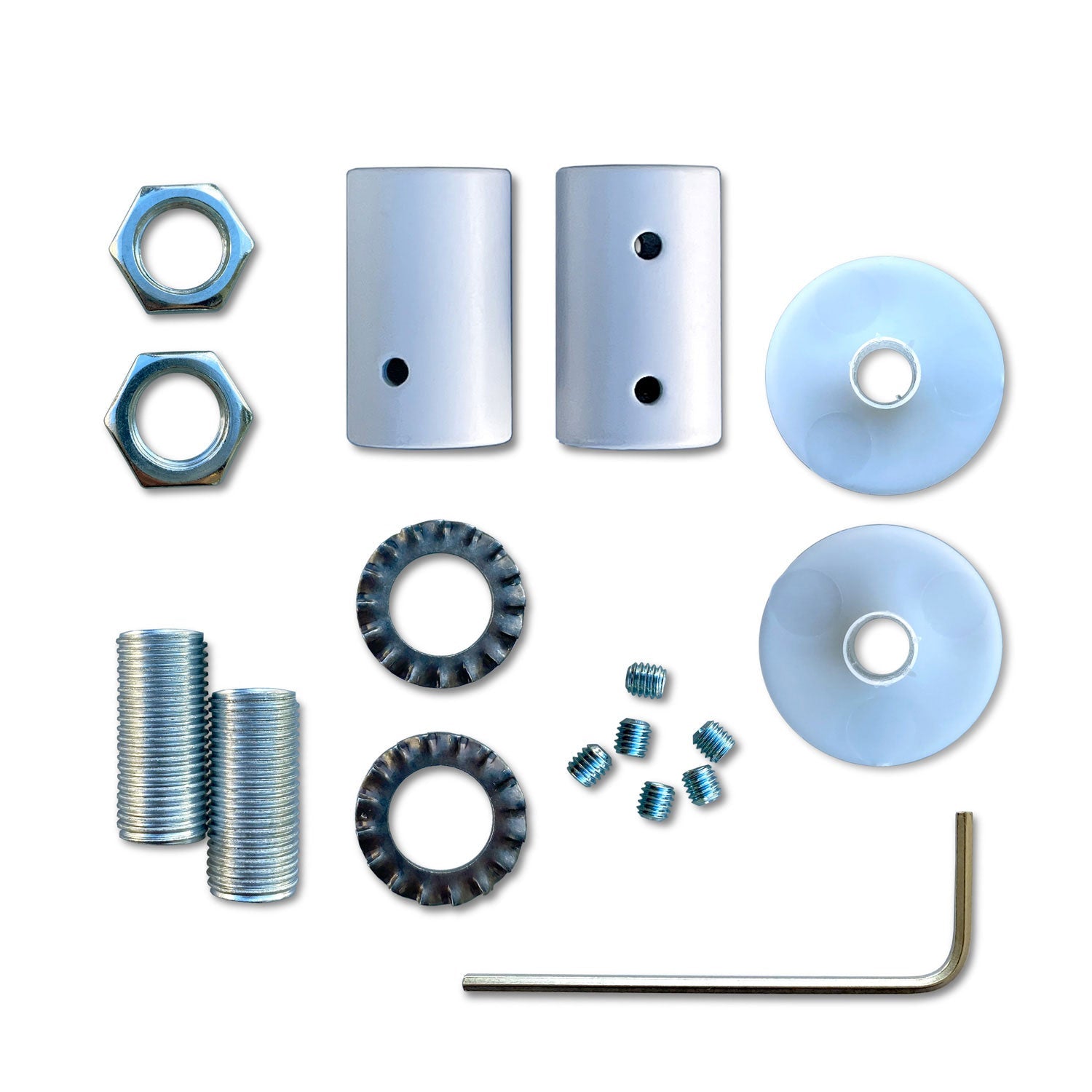 Kit Creative Flex tubo flessibile di estensione rivestito in tessuto RM72 Mèlange chiaro con terminali metallici Bianco opaco 30 cm