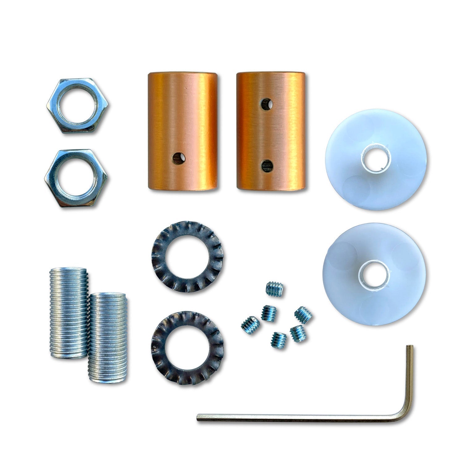 Kit Creative Flex tubo flessibile di estensione rivestito in tessuto RM72 Mèlange chiaro con terminali metallici Rame satinato 30 cm