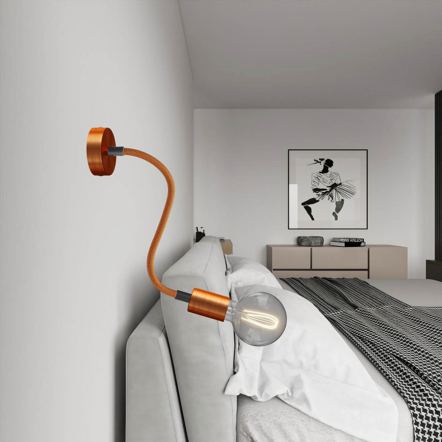 Kit Creative Flex tubo flessibile di estensione rivestito in tessuto RM74 Rame con terminali metallici Nero 30 cm