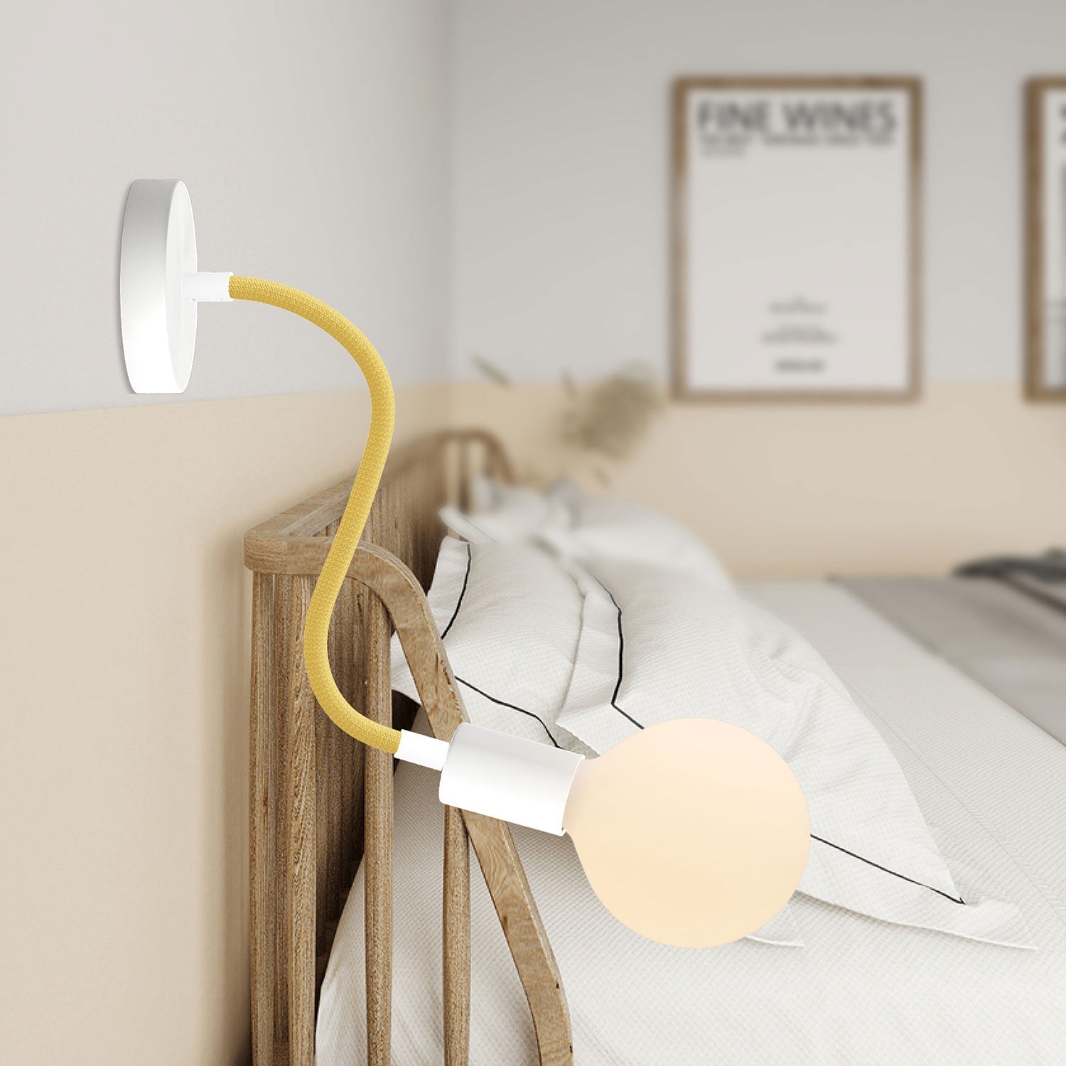 Kit Creative Flex tubo flessibile rivestito in tessuto RM79 Mostarda con terminali metallici Bianco opaco 30 cm