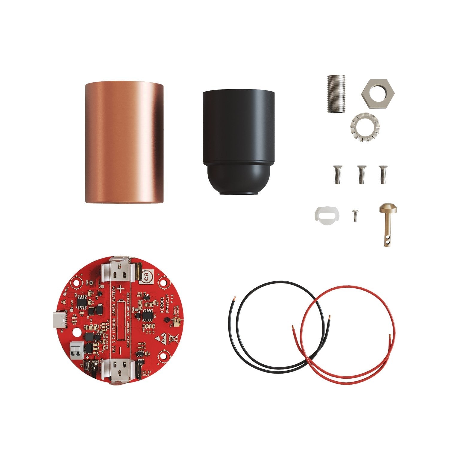 Kit elettronico per lampade a batteria 5V USB-C con portalampada E27 - Rame satinato