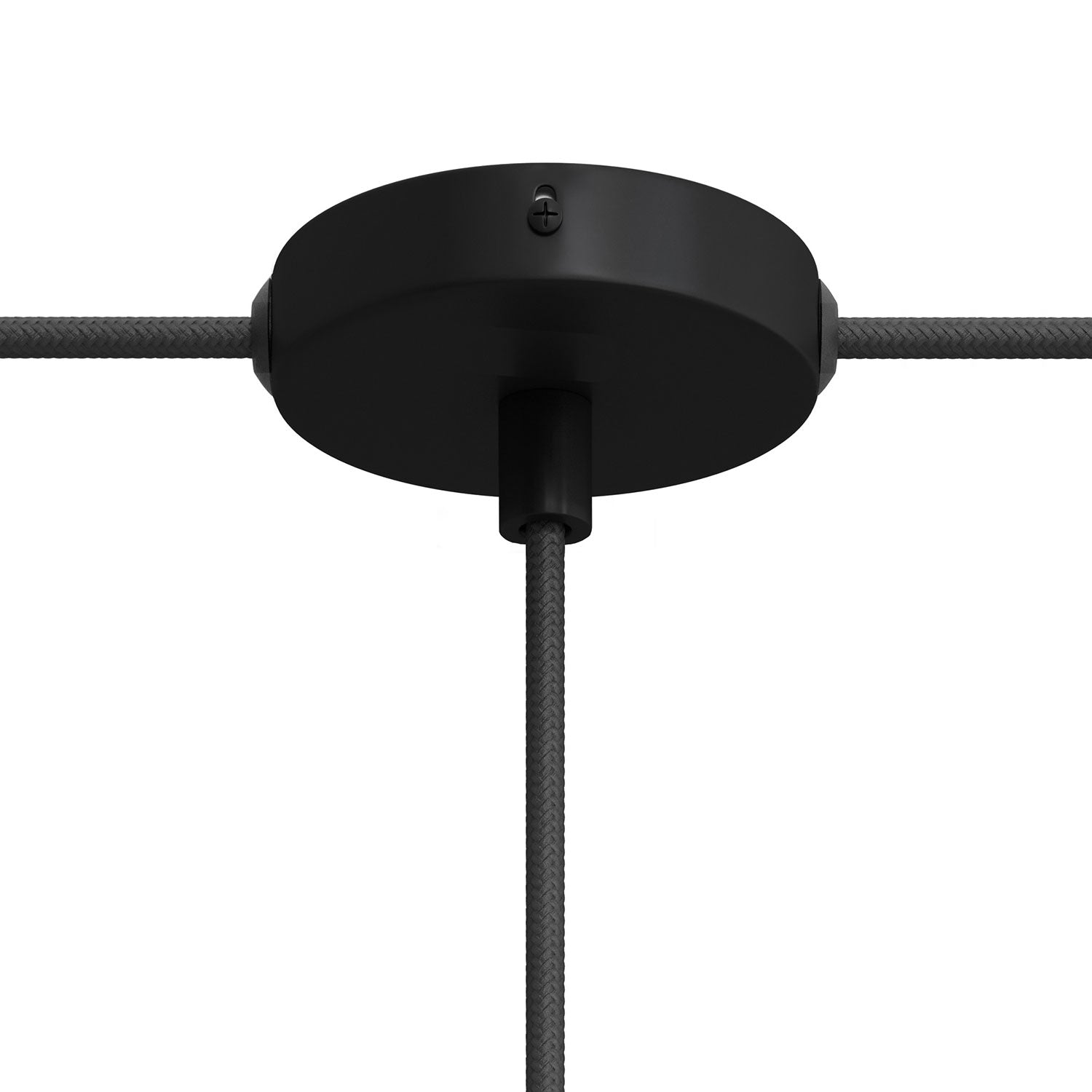 Kit Mini rosone cilindrico in metallo a 1 foro centrale e 2 laterali - Nero Cilindrico