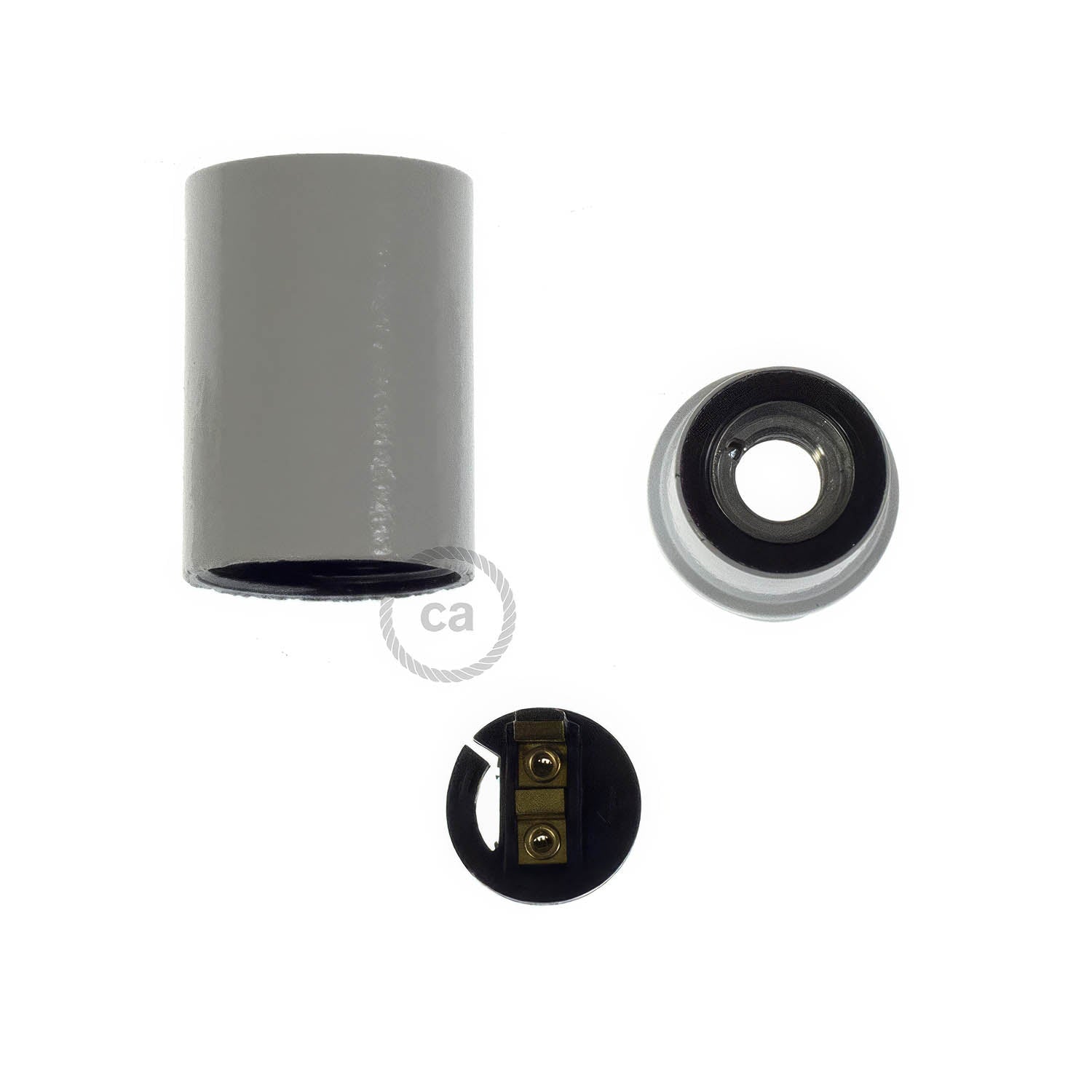 Kit portalampada E14 in bakelite - Bianco - Creative Cables