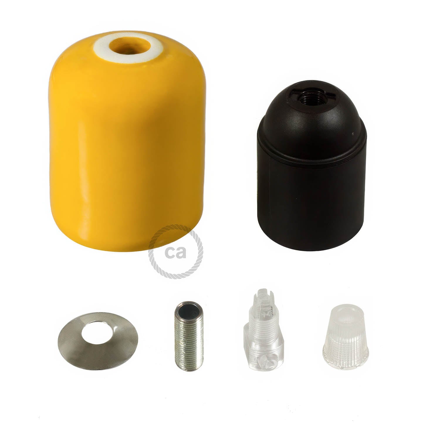 Kit portalampada E27 in ceramica - Giallo