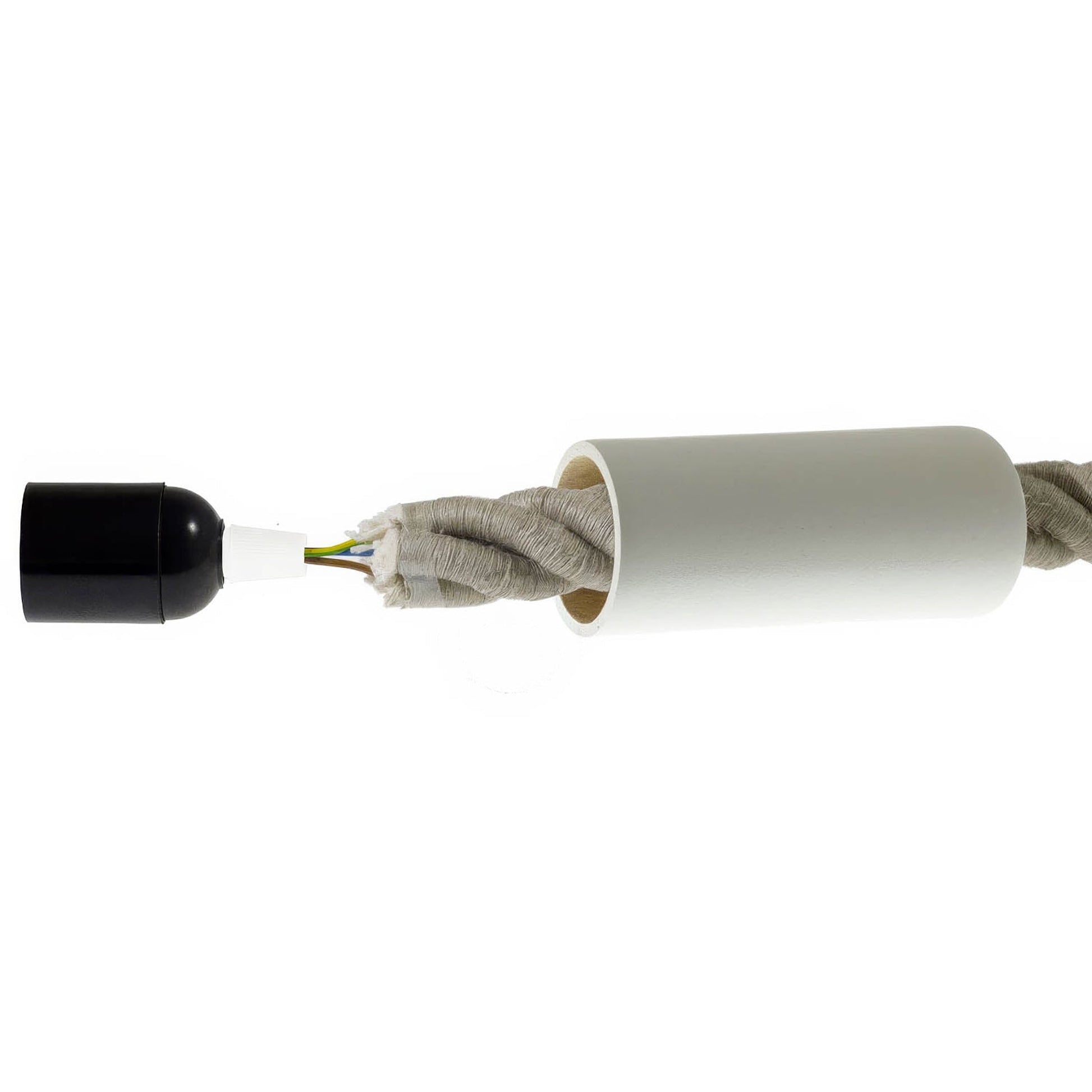 Kit portalampada E27 in legno per cordone 3XL - Bianco