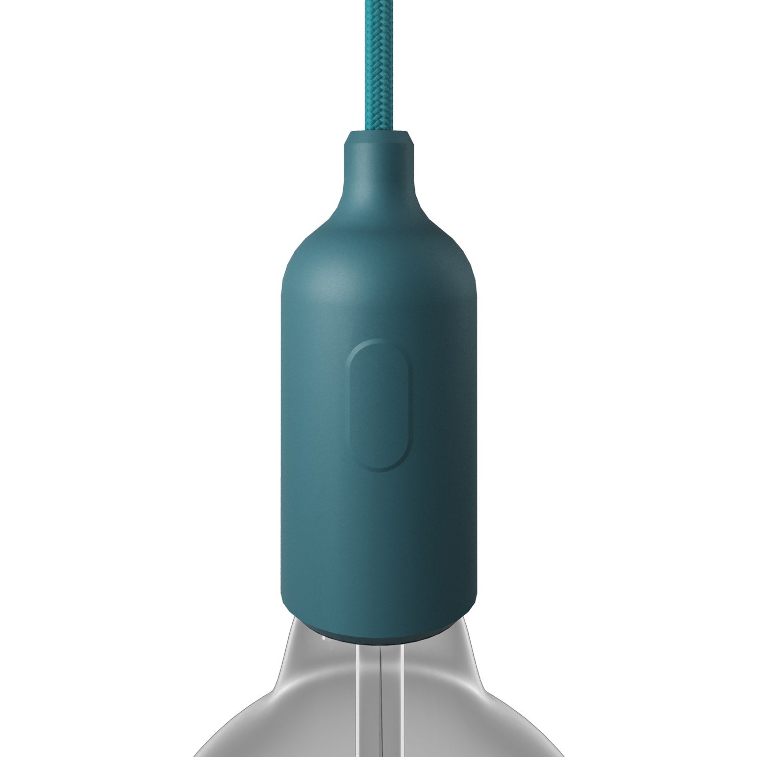 Kit portalampada E27 in silicone con interruttore e serracavo nascosti - Petrolio